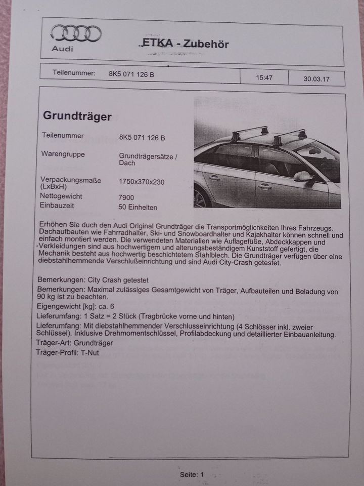 Original- Audi Fahrrad Dachträger kpl. für 2 Fahrräder abschließb in Nürnberg (Mittelfr)