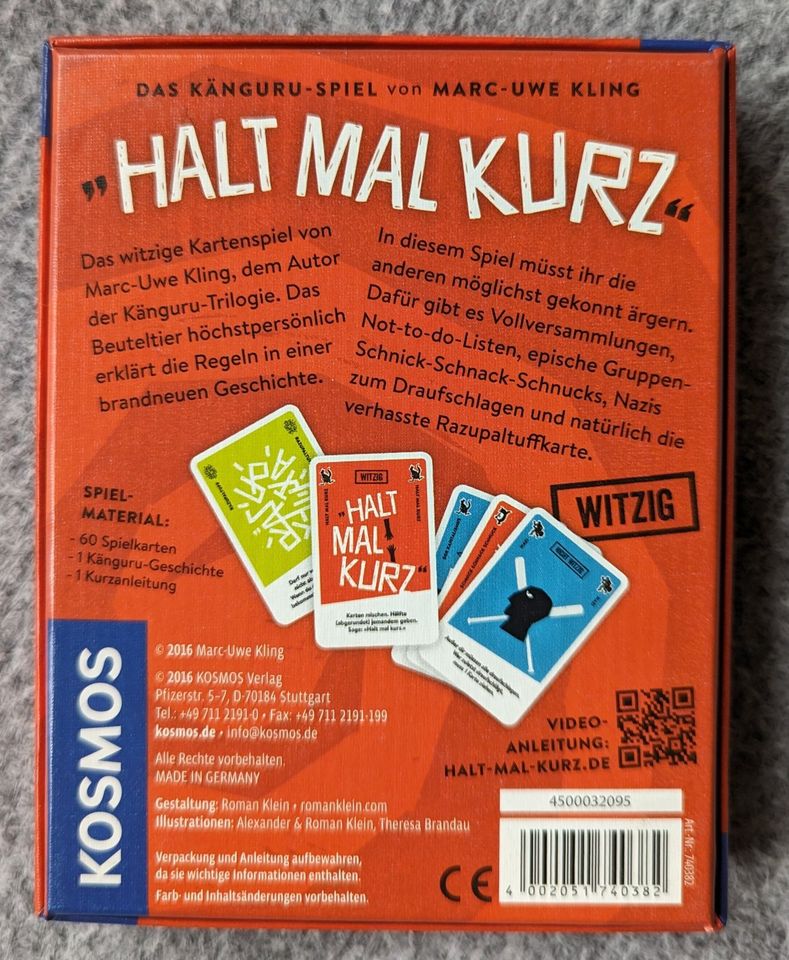 Halt mal kurz Kartenspiel OVP neu Känguru-Spiel witzig Kosmos in Saarbrücken