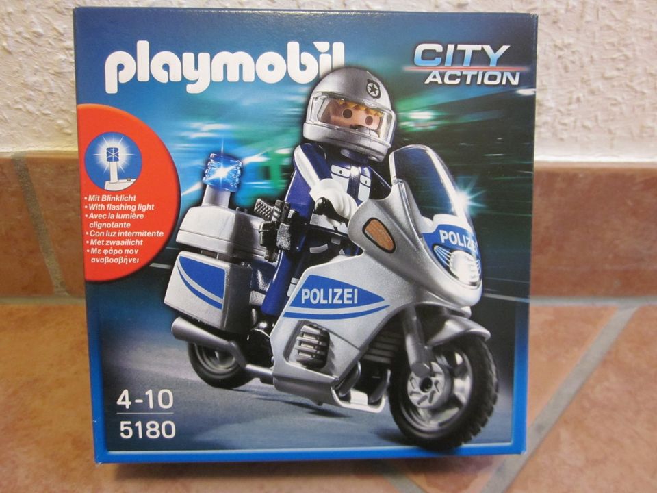 Playmobil 5180 City Action Polizeimotorrad mit Blinklicht - TOP in Dägeling