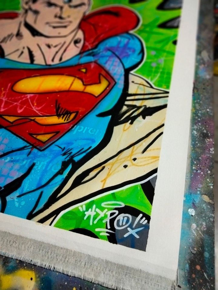 ✅Hipo (1988) - Superman X Supreme (Original artwork) / Wandbild, Kunstwerk, Acryl, Leinwand, Handgemalt in Horstmar