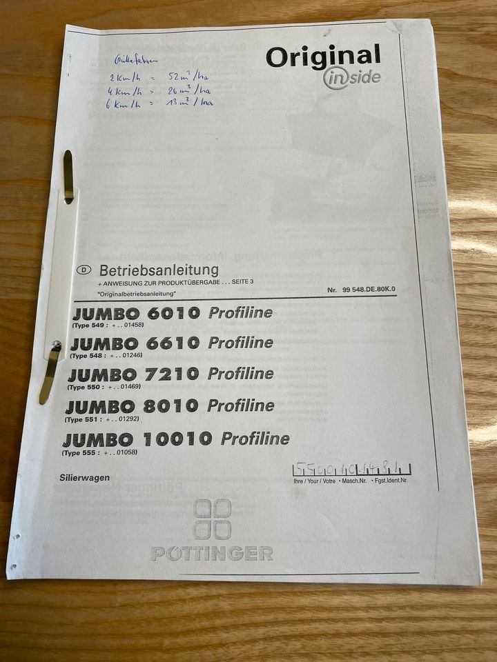 Betriebsanleitung Pöttinger Jumbo in Waldkirchen