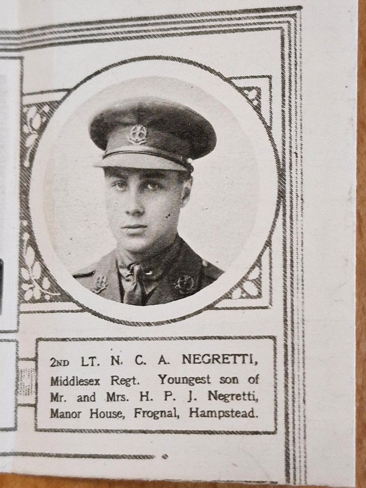 Portrait von 2nd Lieutenant N C A Negretti 1.Weltkrieg in Bonn