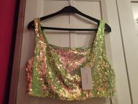 Glamorous SQUARE NECK STRAPPY SEQUIN CROP Top iridescent lime Bayern - Kürnach Vorschau