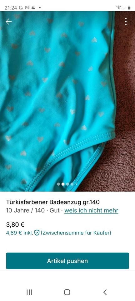 Türkisfarbener Badeanzug gr.140 in Königs Wusterhausen