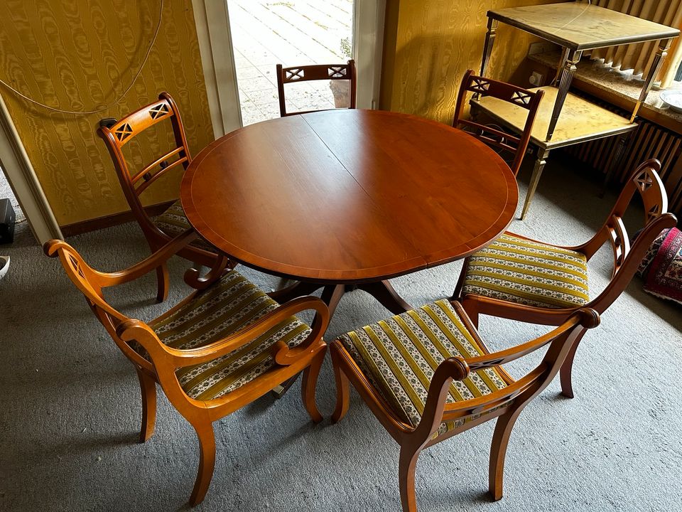 6 Englische Stühle mit Tisch Set Biedermeier Vintage Retro Antik! in Rahden
