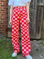 Zara wide leg Jeans weites Bein pink rot kariert Karo Muster Brandenburg - Panketal Vorschau