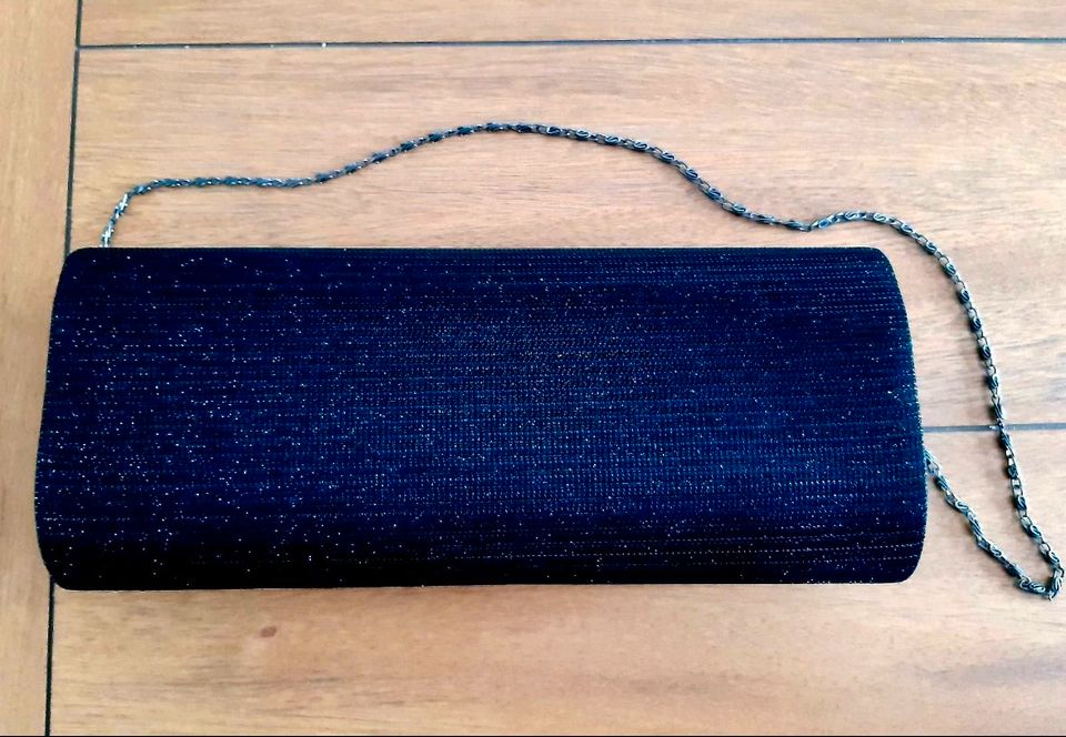 Clutch / Handtasche schwarz mit Silberglitzer in Niesky