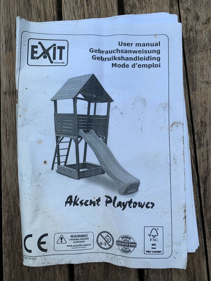 EXIT Aksent Holzspielturm mit Rutsche und Sandkasten - Sehr guter in Erkrath