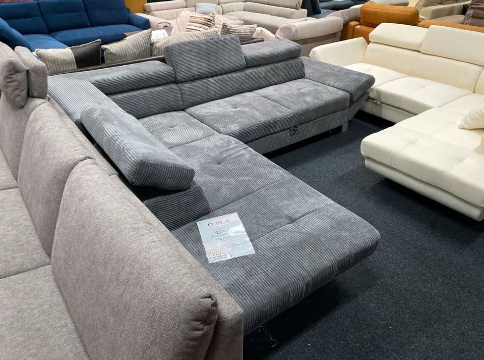 Sofa Couch Ecksofa Schlafsofa Bettkasten Cord Möbel UVP 2049€ in Alsfeld