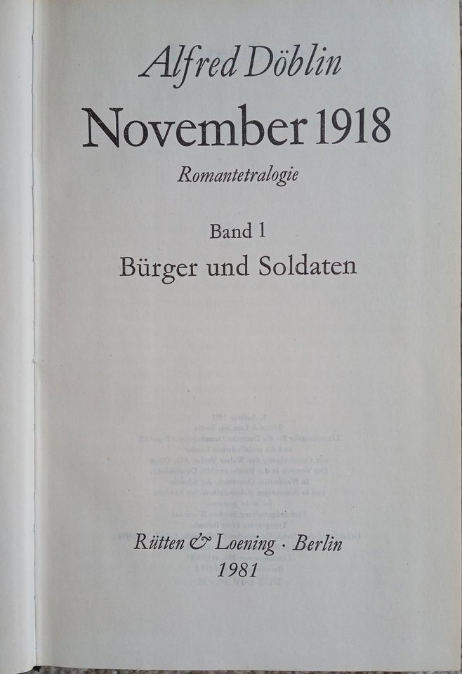 November 1918,  Alfred Döblin, Band 1-4, Romantetralogie in Dresden