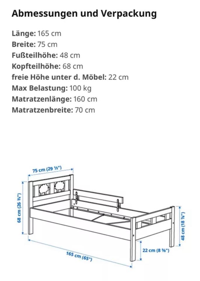 Kinderbett / Juniorbett - IKEA Kritter - 70cm x 160cm, weiss in Hamburg