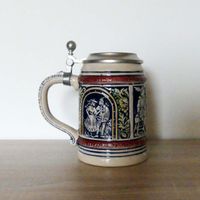 Edler Bierkrug mit Zinndeckel aus WEST-GERMANY Niedersachsen - Emsbüren Vorschau