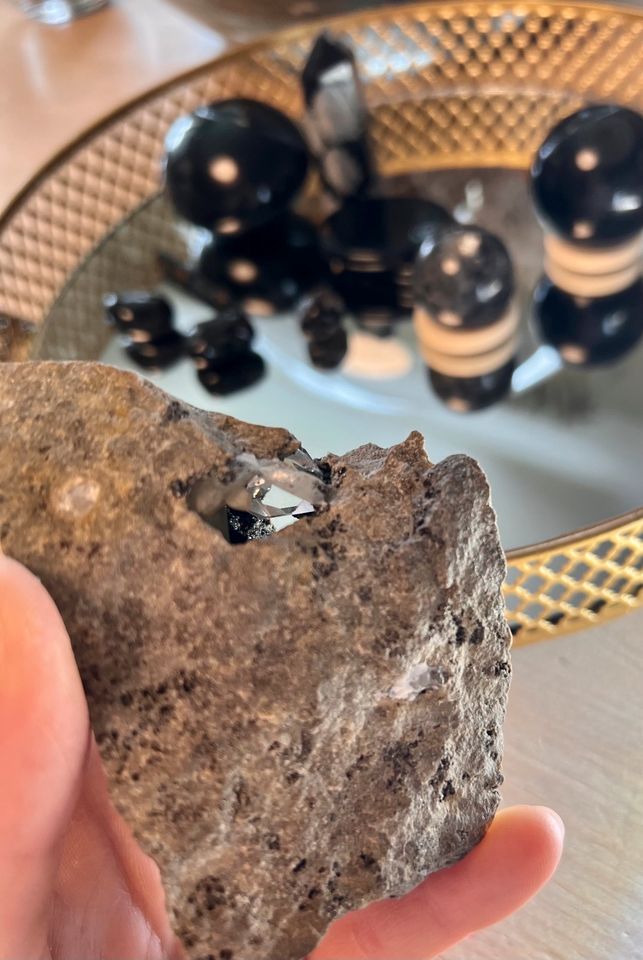 Edelsteine Kristalle Herkimer Turmalin silber Obsidian Aegirin in Schwelm