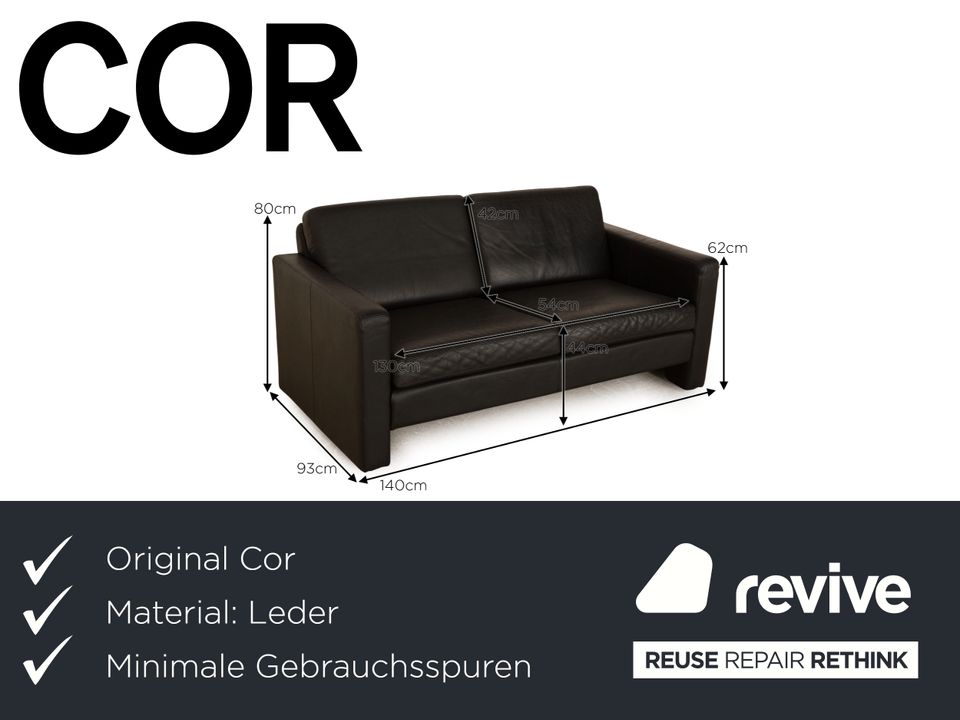 Cor Conseta Leder Zweisitzer Schwarz Sofa Couch in Köln