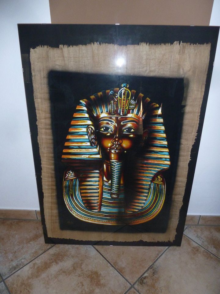 Papyrus Bild Pharao mit Bilderrahmen aus Glas 100 x 70 in Nittendorf 