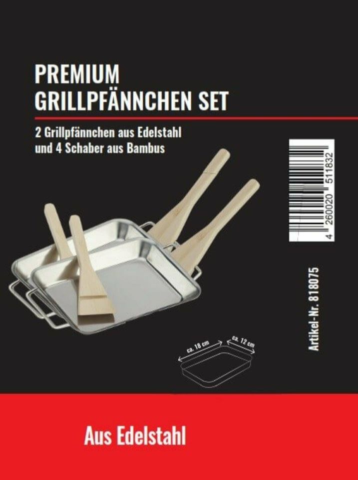 Premium Grillpfännchen 2-er Set mit je 2 Holzschabern in Dortmund