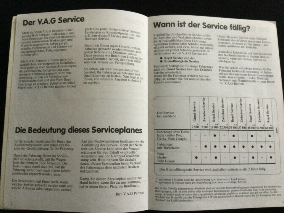 VW Golf und Jetta Service Heft Plan von 1984 in Kiel