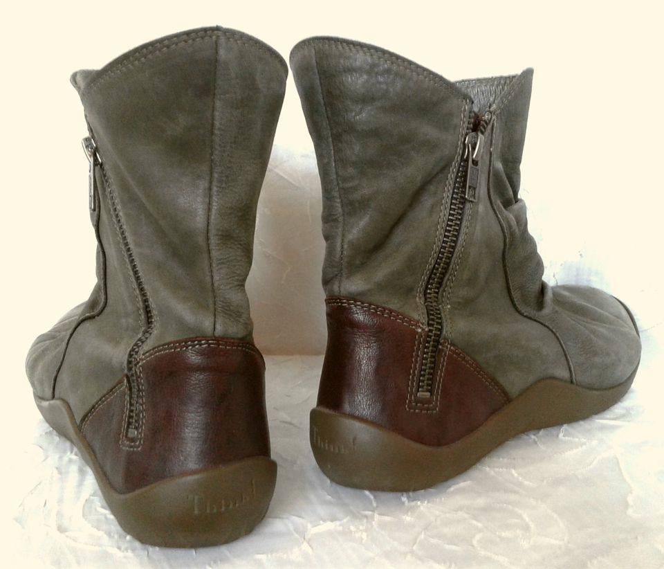 Leder-Stiefelette Damen-Schuh Boots oliv-grün khaki braun Gr 40,5 in Berlin