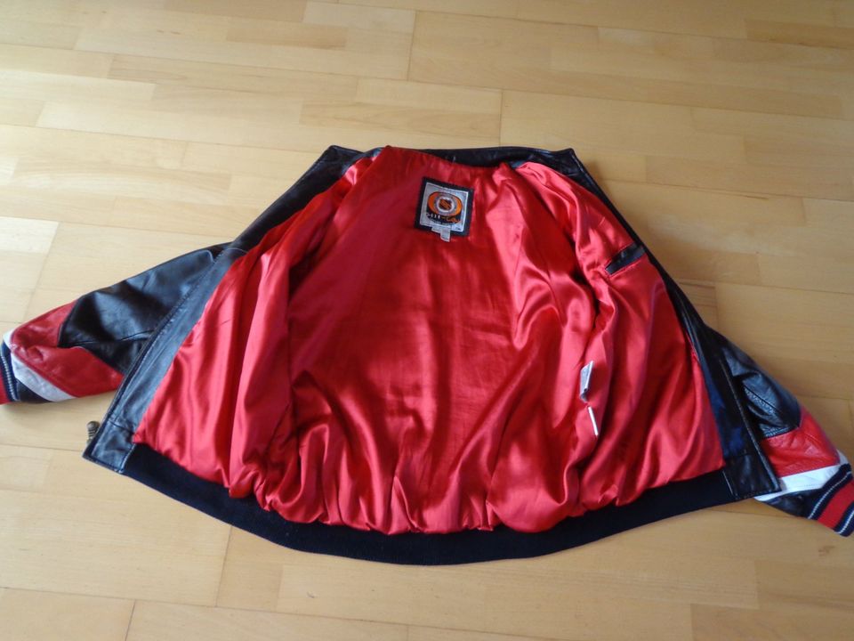 NHL Lederjacke XL-XXL dickes weiches Leder schwarz-rot wie NEU! in Düren