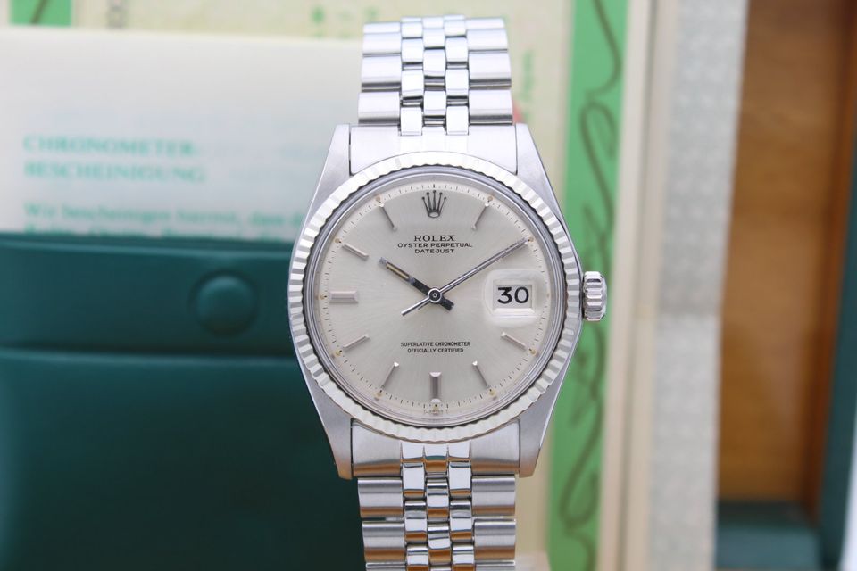 [1407] Rolex Datejust 36 - 1601 Box&Papiere 1971 Silber Sammler in Tönisvorst