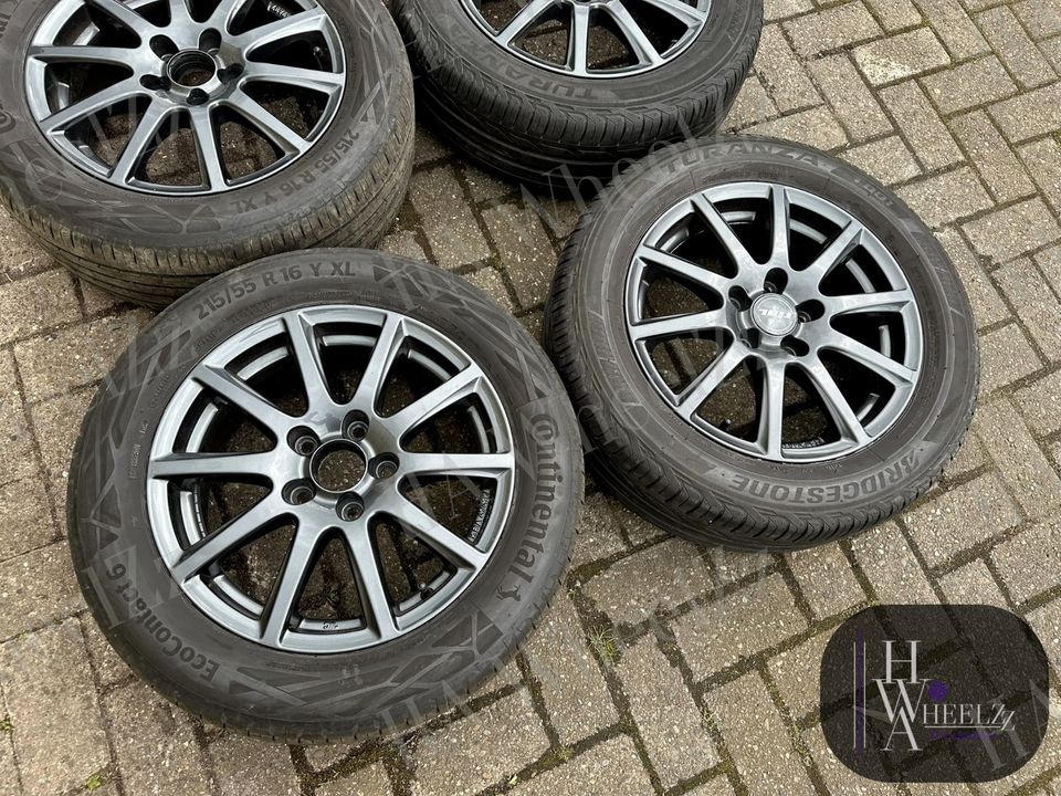 RIAL Alufelgen grau Sommerräder 5x112 ➡️ 215/55 R16 Sommerreifen ➡️ Audi A3 8V Ford Tourneo Connect Transit VW Caddy SK 2K Seat Leon 5F KL Skoda Octavia 5E NX Golf 5 6 7 8 Passat➡️Sommer Reifen Felgen in Bünde