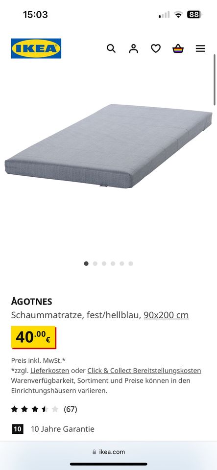 Schaummatratze 90x200cm Ikea NEU in Duisburg