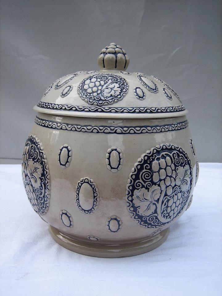 Jugendstil Keramik Bowle mit Deckel Blau-Grau 6 Liter - No 1630 - in Dortmund