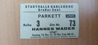 Hannes Wader Konzert Karte 24. November 1974 Saarland - Wadern Vorschau