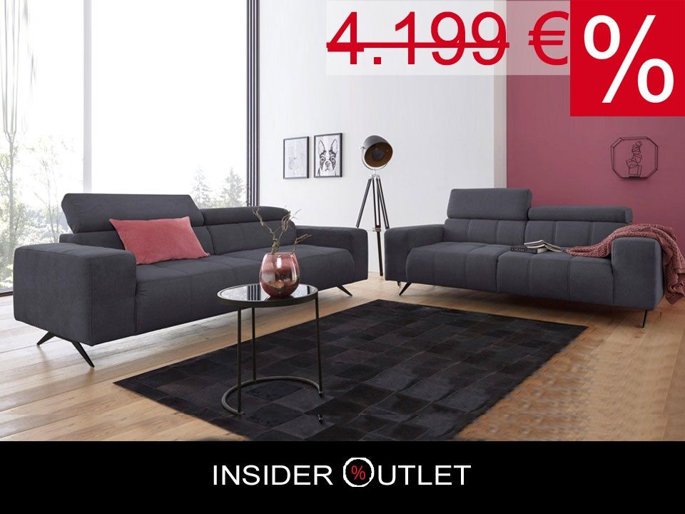 Sofa Garnitur 2 Stück 3-Sitzer 238cm Grau Luxus-Microfaser Trento in Köln