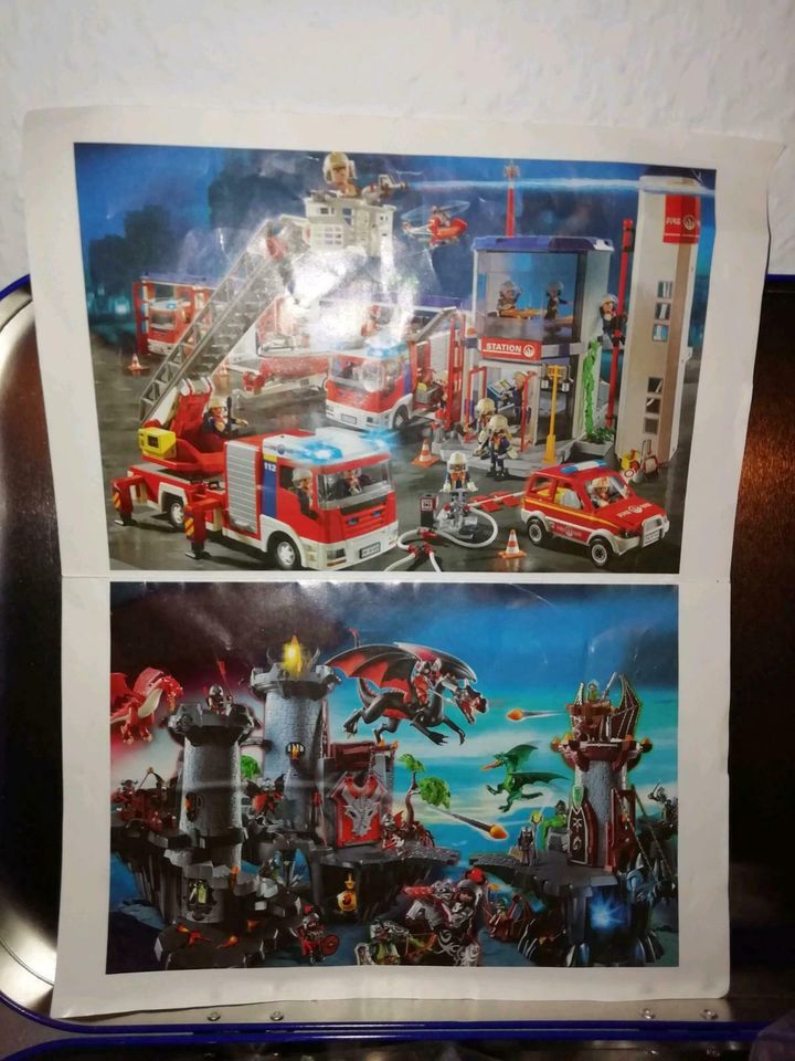 Playmobil Metallkoffer mit 4 x Puzzle Feuerwehr Baustelle Drachen in Leverkusen