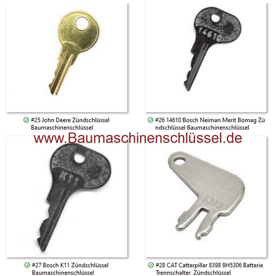 ✅ Schlüssel für Baumaschinen ✅ Bosch E30 K11 Jungheinrich STILL Linde Clark Ford CASE John Deere Agco Merlo Massey Ferguson CAT Stapler Baumaschinenschlüssel Bagger Radlader Minibagger Landmaschinen in Halberstadt