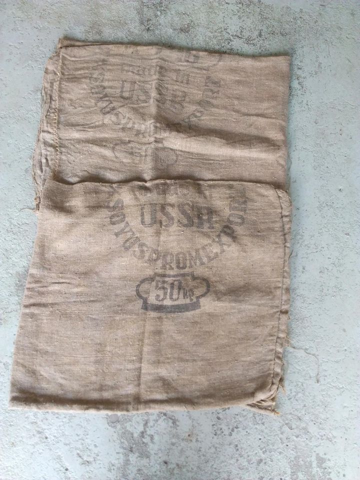 Jute-Säcke, Kartoffel- u. Saatgutsäcke, 2 Stck, aus UdSSR,Vintage in Achern