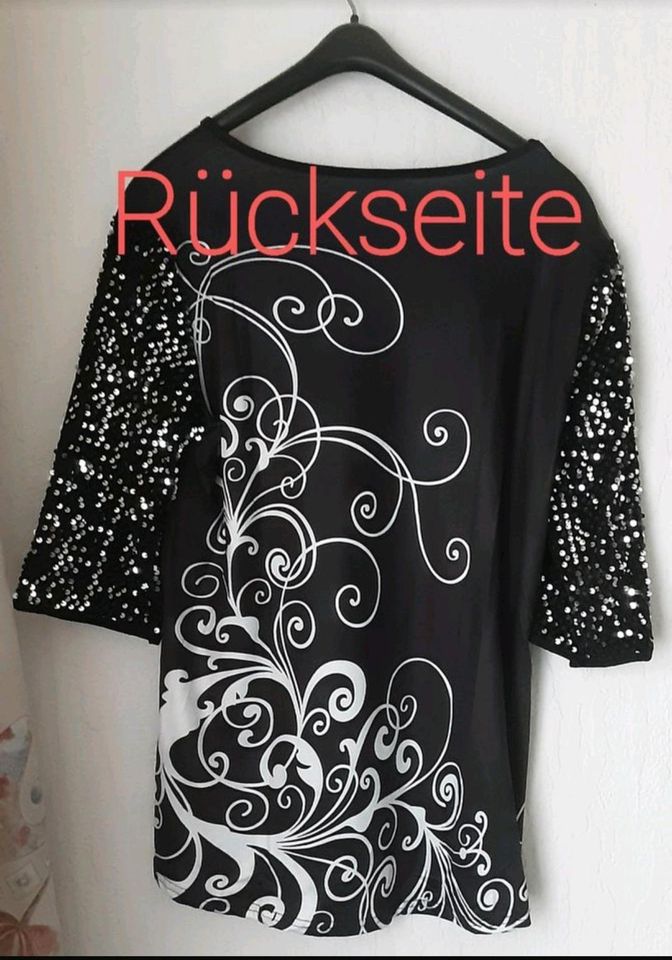 Damenshirt Shirt Tunika elegant schwarz mit Pailetten 42/44 L/XL in Hagen