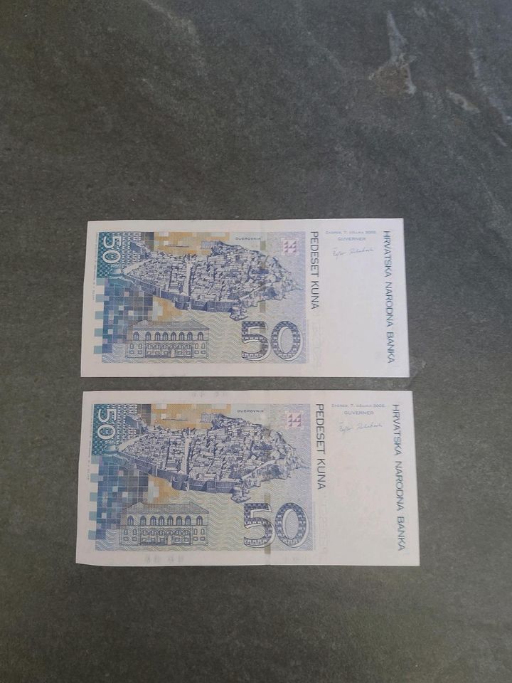 2 x 50 kuna mit fortlaufender nummer aus 2002, kroatien in Beelitz