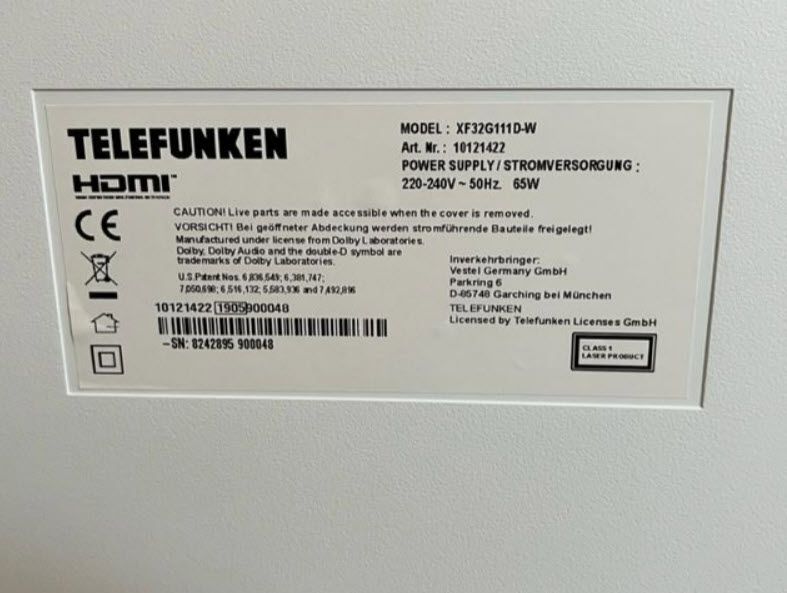Telefunken TV-DVD Kombi XF32G111D-W Ultra HD - unbenutzt wie NEU in Darmstadt