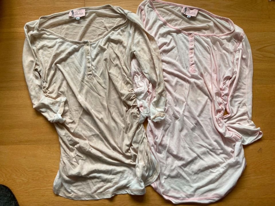 2 Langarm Shirts Schwangerschaft Stillen Knopfleiste Paulina Gr M in Stuttgart