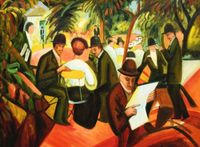 August Macke - Gartenrestaurant i98966 80x110cm Ölbild handgemalt Berlin - Treptow Vorschau