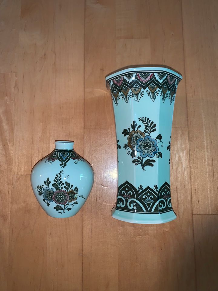 2 Vasen Villeroy & Boch Paon Serie Pfau floral mint grün in Krefeld