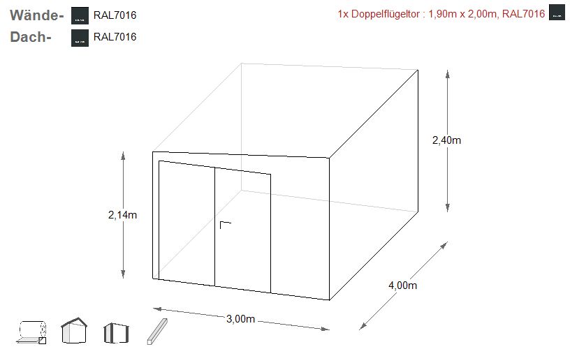 Blechgarage 3x4m in Farbe Lagerraum Hobbyschuppe Garage | 17064! in Schwäbisch Hall