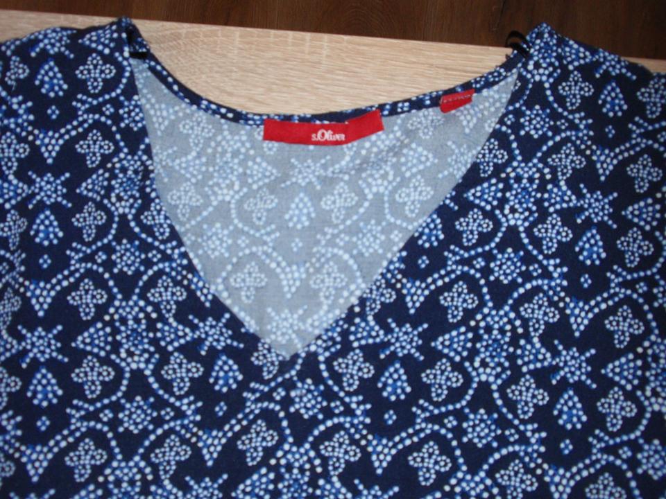S. Oliver tolle Bluse mit 3/4 Arm dunkelblau gemustert Gr. 40 in Auengrund