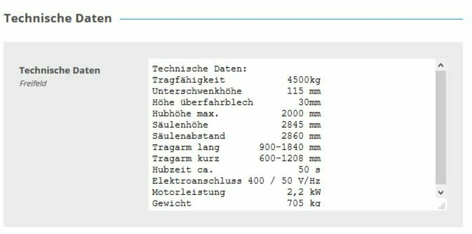 Longus Zweisäulen Hebebühne CL-2.45-P  4,5t  ohne obere Querverb. in Köln