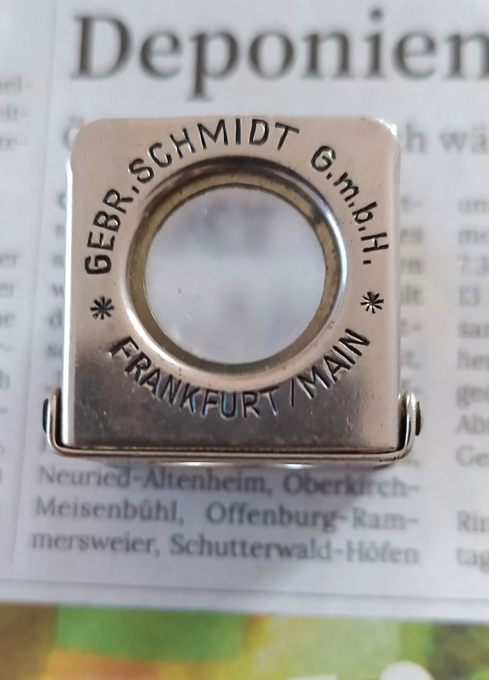 Alte Standlupe Fadenzähler Lupe GEBR.SCHMIDT GmbH Frankfurt in Neuried